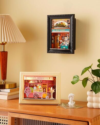 Rolife 3D Diorama Frame, Wall-Mounted Shadow Box & Dollhouse Display Case for & Christmas Decor, Unfinished Kit Beginner-Friendly Craft Kits, Christmas Memorial Gift for Families (Old Times Bookstore) in Kuwait