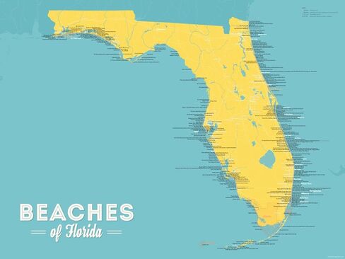 Florida Beaches Checklist Map 18x24 Poster (Natural Earth) in Kuwait