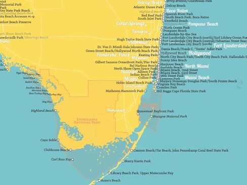 Florida Beaches Checklist Map 18x24 Poster (Natural Earth) in Kuwait