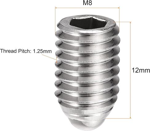 uxcell Ball Point Set Screws, M8 x 30mm 304 Stainless Steel Metric Spring Hex Socket Screw 8pcs in Saudi Arabia