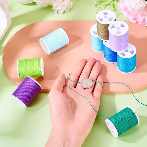 108 Yard 1mm Waxed Polyester Cords Mixed 9 Colors Macrame Twine Rope Braided Thread Beading String for Home Decor Sewing Bracelet Necklace Jewelry Making DIY Supplies in Saudi Arabia