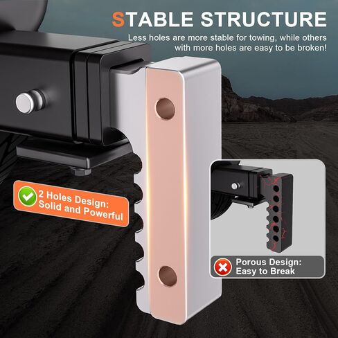 Adjustable Trailer Hitch, Fits 2.5-Inch Receiver, 8-Inch Drop/Rise for Trucks (18500 LBS GTW), Heavy Duty Aluminum Tow Hitches with 4 Silencer Pads & 2 Locking Hitch Pin, Silver in Saudi Arabia