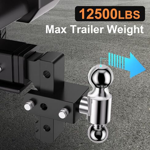 Adjustable Trailer Hitch, Fits 2.5-Inch Receiver, 8-Inch Drop/Rise for Trucks (18500 LBS GTW), Heavy Duty Aluminum Tow Hitches with 4 Silencer Pads & 2 Locking Hitch Pin, Silver in Saudi Arabia