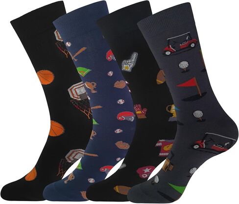 YEJIMONG Men's Cotton Fun Colorful Striped Casual Dress Socks, Funky Designed Fancy Socks - 8/12 Pairs, Size 9-12 in Kuwait