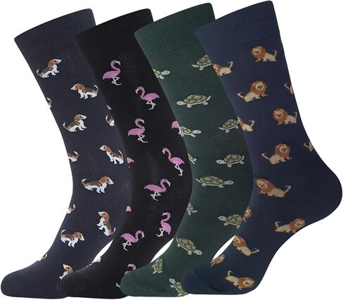 YEJIMONG Men's Cotton Fun Colorful Striped Casual Dress Socks, Funky Designed Fancy Socks - 8/12 Pairs, Size 9-12 in Kuwait