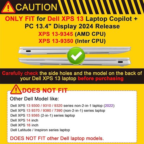Batianda Crystal Case for Dell XPS 13 Laptop Copilot+ PC 13.4" Display 2024 Release Model 9345/9350 Lightweight Clear Hard Cover with Scratch-Resistant Protection, Easy Installation, Transparent in Saudi Arabia