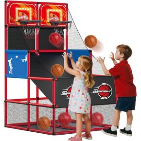 ترقية لعبة كرة السلة المزدوجة للأطفال، طوق كرة السلة الإلكتروني مع لوحة النتائج الإلكترونية LED ضوء 6 كرات ألعاب رياضية داخلية وخارجية هدية للأولاد والبنات الذين تتراوح أعمارهم بين 3-8 (أزرق) in Kuwait