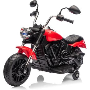 Kids Motorcycle, 12V Battery Powered Electric Motorcycle, 3-Wheel Ride On Motorcycle w/Training Wheels, Reverse, Headlight, Horn, Music, Ride On Toy for Kids Toddler Boys Girls Ages 3-5 Years (Red) in Kuwait