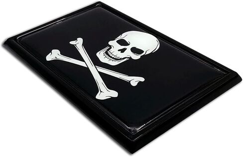 Elektroplate Exclusive Metalhead Collection Pirate Skull and Cross Bones Black Flag All Metal Emblem for Cars, Trucks, and All Auto | Universal Fit at 2.5" x 3.8" | Weatherproof in Saudi Arabia