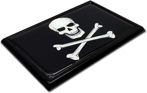 Elektroplate Exclusive Metalhead Collection Pirate Skull and Cross Bones Black Flag All Metal Emblem for Cars, Trucks, and All Auto | Universal Fit at 2.5" x 3.8" | Weatherproof in Saudi Arabia