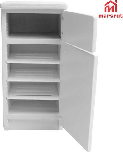 1/12 Scale Dollhouse Refrigerator Miniature Fridge Kitchen Furniture Wooden Doll House Mini Accessories Living Room Dining Decoration Modern Playhouse Decor Prop Model, White (2.4x2.1 x5.2inch) in Saudi Arabia