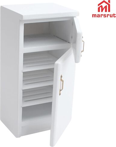 1/12 Scale Dollhouse Refrigerator Miniature Fridge Kitchen Furniture Wooden Doll House Mini Accessories Living Room Dining Decoration Modern Playhouse Decor Prop Model, White (2.4x2.1 x5.2inch) in Saudi Arabia