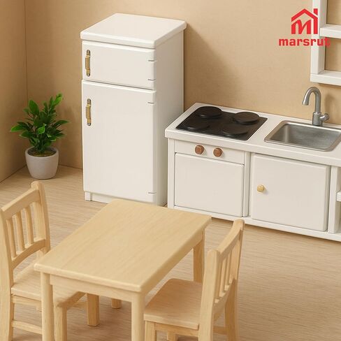1/12 Scale Dollhouse Refrigerator Miniature Fridge Kitchen Furniture Wooden Doll House Mini Accessories Living Room Dining Decoration Modern Playhouse Decor Prop Model, White (2.4x2.1 x5.2inch) in Saudi Arabia