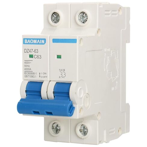 Baomain Miniature Circuit Breaker 2 Pole DZ47-63 C50 AC 230V 50Amp 400V DIN Rail Mounting MCB 2P (50 Amp) in Saudi Arabia
