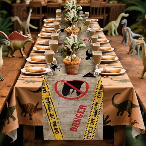 Bucherry 1 Pcs Dinosaur Party Table Runner Dinosaur Birthday Decorations Dino Tablecloth Linen Table Cover 12 x 72 Inches for Baby Shower Kitchen Dining Room Decor in Saudi Arabia