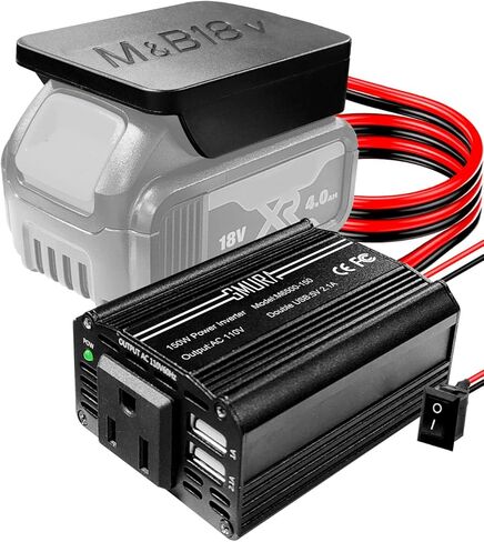 150W Portable Power Supply Inverter Fit for Makita and Bosch 18V Lithium Battery and Nickel Battery, DC 18V to AC 120V Powered Compact Cordless Inverter with Dual USB 5V 3.1A and LED Light in Saudi Arabia