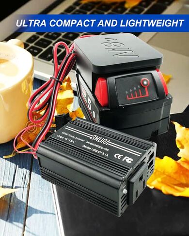 150W Portable Power Supply Inverter Fit for Makita and Bosch 18V Lithium Battery and Nickel Battery, DC 18V to AC 120V Powered Compact Cordless Inverter with Dual USB 5V 3.1A and LED Light in Saudi Arabia