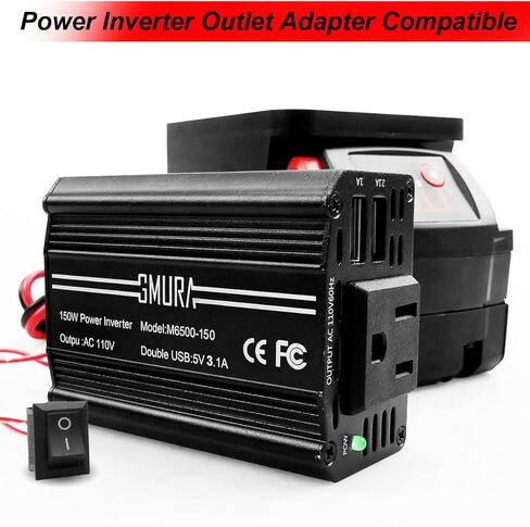 150W Portable Power Supply Inverter Fit for Makita and Bosch 18V Lithium Battery and Nickel Battery, DC 18V to AC 120V Powered Compact Cordless Inverter with Dual USB 5V 3.1A and LED Light in Saudi Arabia