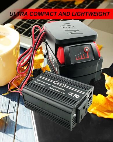 150W Portable Power Supply Inverter Fit for Makita and Bosch 18V Lithium Battery and Nickel Battery, DC 18V to AC 120V Powered Compact Cordless Inverter with Dual USB 5V 3.1A and LED Light in Saudi Arabia