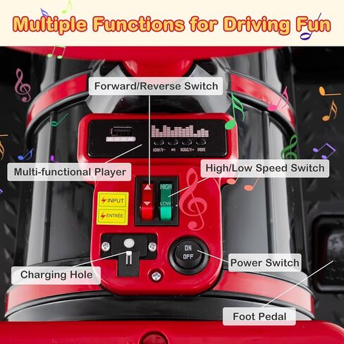 OLAKIDS 3-Seater Kids Ride on Train with Carriage Trackless, 12V Battery Powered Electric Toy with Train Whistle, Music, LED Lights, 2 Speeds, Soft Start, Gift for Toddler Boys Girls (Red, 3-Seater) in Saudi Arabia