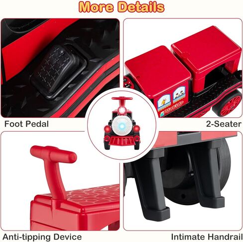 OLAKIDS 3-Seater Kids Ride on Train with Carriage Trackless, 12V Battery Powered Electric Toy with Train Whistle, Music, LED Lights, 2 Speeds, Soft Start, Gift for Toddler Boys Girls (Red, 3-Seater) in Saudi Arabia
