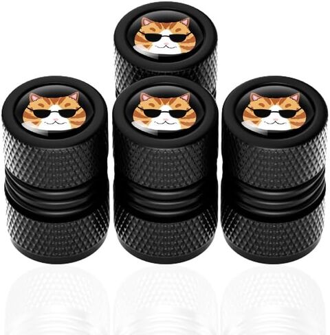 Cute Cat Paw Tire Valve Stems Cap, Tire Valve Cap Cover, Air Caps Part Car Accessories for Car Truck Motorcycle SUV Bike Car Decor with O Rubber Ring Dust-Proof Gift for Women Men, 4 Pack (Black) in Saudi Arabia