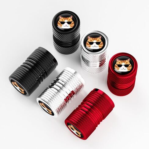 Cute Cat Paw Tire Valve Stems Cap, Tire Valve Cap Cover, Air Caps Part Car Accessories for Car Truck Motorcycle SUV Bike Car Decor with O Rubber Ring Dust-Proof Gift for Women Men, 4 Pack (Black) in Saudi Arabia