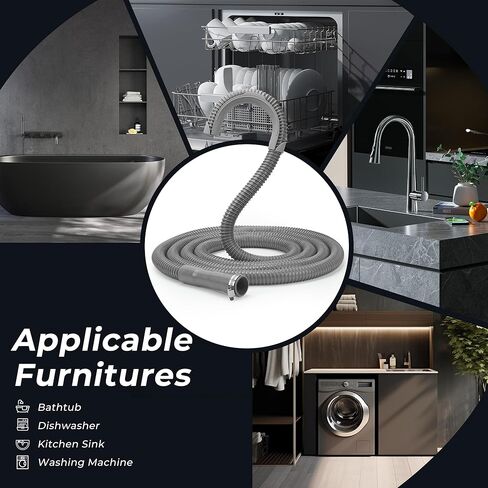 Funmit 8Ft Universal Washing Machine Drain Hose Flexible Extension Hose Fit for Most Household Washing Machines in Saudi Arabia