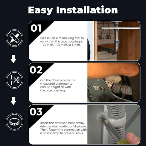 Funmit 8Ft Universal Washing Machine Drain Hose Flexible Extension Hose Fit for Most Household Washing Machines in Saudi Arabia