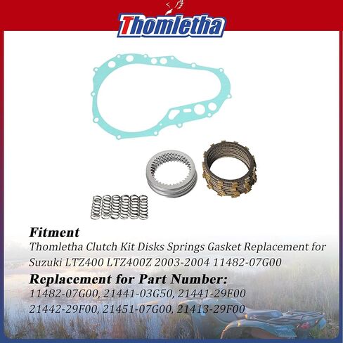Clutch Kit Disks Springs Gasket Replacement for Suzuki LTZ400 LTZ400Z 2003-2004 11482-07G00 in Saudi Arabia
