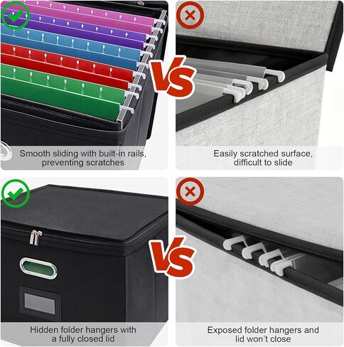 4 Pack Large File Organizer Boxes with Lids, Document Organizer Box with Mesh Pockets & Zippers for Letter/Legal Size Folders, Collapsible File Storage Box (Black, Without Folders) in Saudi Arabia
