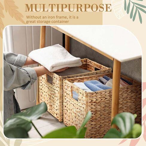 Water Hyacinth File Box Organizers Collapsible Letter Size Filing Cabinet Woven Hanging File Basket Portable Decorative Document Storage Box for Office/decor/home in Kuwait