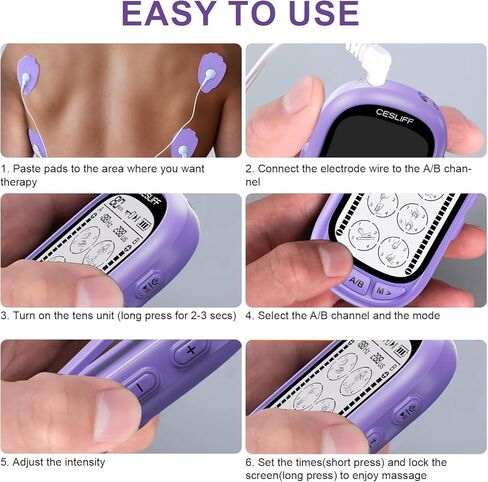 CESLIFF Dual Channel TENS EMS Unit Large Screen 24 Modes 36 Levels Intensity Muscle Stimulator, Rechargeable Electric Pulse Massager TENS Machine for Lower Back Neck Shoulder Pain Relief with 10 Pads in Saudi Arabia