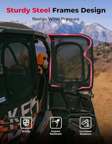 شبكة نافذة KEMIMOTO XP4 1000 مع إطار أنبوب فولاذي، سهولة الوصول إلى الباب الكامل، شبكة PVC متينة متوافقة مع 2019-2023 Polaris RZR XP4 1000/ 2019+ Polaris RZR XP 4 Turbo 4 مقاعد in Kuwait