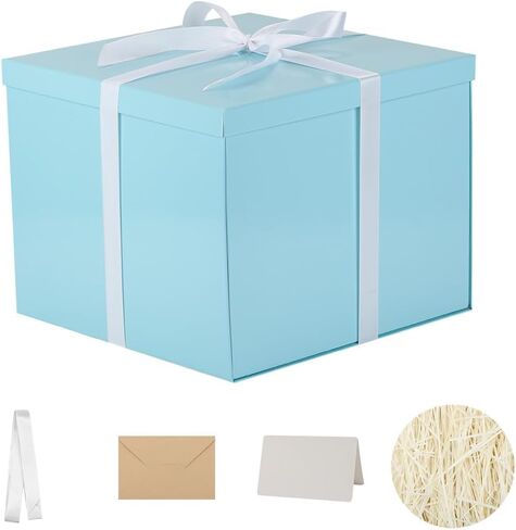 Large Gift Box with Lid 12.5x12.5x10 Inches, Black Gift Boxes for presents Packaging for Birthdays, Valentine's Day, Christmas, Anniversaries (Include Shredded Paper Fill, Envelope Card Ribbon) in Saudi Arabia