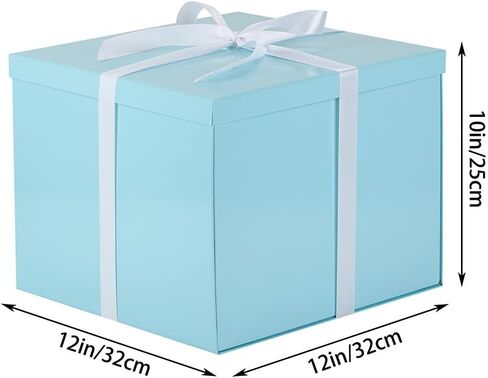 Large Gift Box with Lid 12.5x12.5x10 Inches, Black Gift Boxes for presents Packaging for Birthdays, Valentine's Day, Christmas, Anniversaries (Include Shredded Paper Fill, Envelope Card Ribbon) in Saudi Arabia