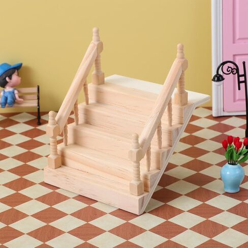 Angoily Miniature Dollhouse Staircase Desktop Ornament Simply Staircase Handrail Outside Hand Railings in Saudi Arabia