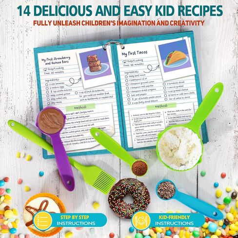 30PCS Kids Cooking Sets Real, Kids Cooking and Baking Gift Set with Storage Case Timer Kid Safe Knives Cutting Board, Toddler Real Kitchen Accessories, Birthday Gifts for Girls & Boys Age 3 - 8 in Kuwait