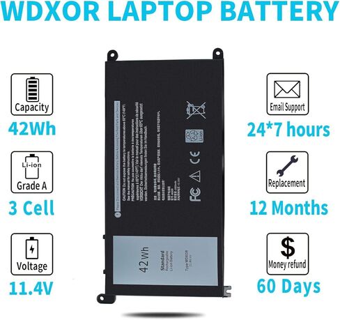 42Wh WDXOR 11.4V بطارية لديل انسبايرون 13 7375 7368 7378 5368 5378 5379 P69G 15 7579 7560 7570 7569 7573 5570 5567 5565 5568 5578 5579 5575 17 5765 5767 5770 5775 P58F P66F P75F 3CRH3 FC92N CYMGM in Kuwait