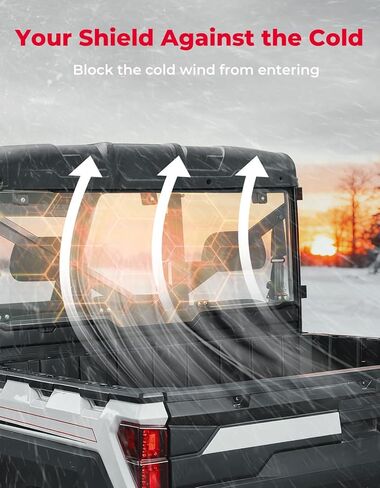 نافذة KEMIMOTO الخلفية متوافقة مع Polaris Ranger XP 1000/Crew 2017-2024، Ranger 1000/Crew 2020-2024، Polaris Ranger XP 900/Crew 2013-2019، استبدال صلب بلون الدخان الخفيف #2879013 الزجاج الأمامي الخلفي UTV in Kuwait