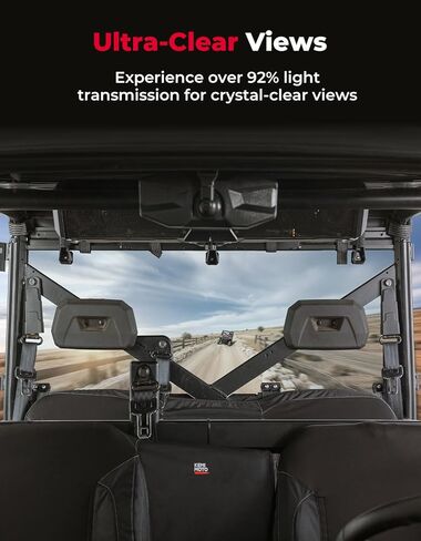 نافذة KEMIMOTO الخلفية متوافقة مع Polaris Ranger XP 1000/Crew 2017-2024، Ranger 1000/Crew 2020-2024، Polaris Ranger XP 900/Crew 2013-2019، استبدال صلب بلون الدخان الخفيف #2879013 الزجاج الأمامي الخلفي UTV in Kuwait