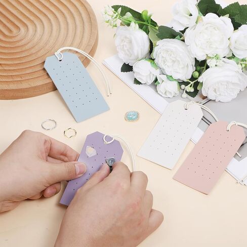 4PCS Portable Leather Earring Holders, Stud Earring Holder Card, Colors Portable Leather Earrings Holders, 1mm Hole Studs Holder, Earrings Organizer Travel for Home Travel in Saudi Arabia