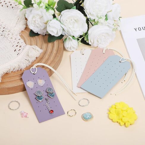 4PCS Portable Leather Earring Holders, Stud Earring Holder Card, Colors Portable Leather Earrings Holders, 1mm Hole Studs Holder, Earrings Organizer Travel for Home Travel in Saudi Arabia