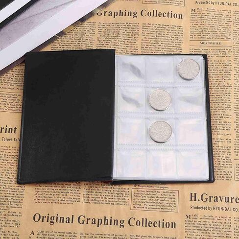 120 Pockets Coin Collector Book, 10 Pages Mini Clear Pvc Coin Album Pokemon Card Binder for Caps Tokens Medallions Badges Penny Coin Stamp, Red in Saudi Arabia