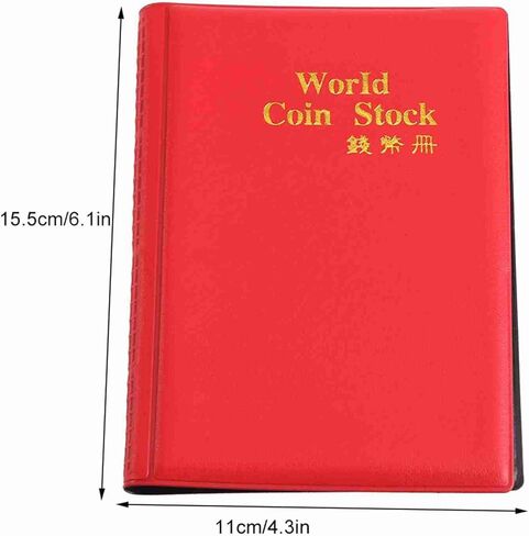 120 Pockets Coin Collector Book, 10 Pages Mini Clear Pvc Coin Album Pokemon Card Binder for Caps Tokens Medallions Badges Penny Coin Stamp, Red in Saudi Arabia