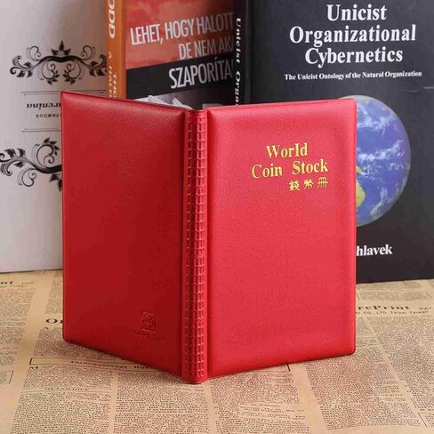 120 Pockets Coin Collector Book, 10 Pages Mini Clear Pvc Coin Album Pokemon Card Binder for Caps Tokens Medallions Badges Penny Coin Stamp, Red in Saudi Arabia