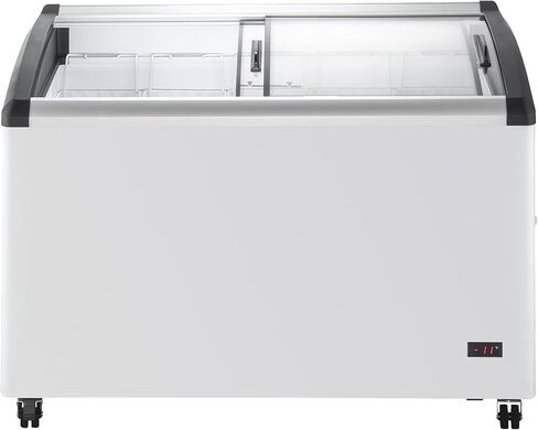 DUURA DDFC21 Commercial Mobile Ice Cream Display Chest Freezer Sub Zero Temp Curved Glass Top Frost Free Lid with 8 Wire Baskets, 71.7 Inch Wide 21.2 Cubic Feet, White in Kuwait