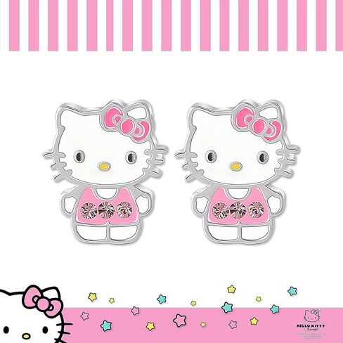 Hello Kitty Womens Earrings - Sterling Silver Stud Earrings - Hello Kitty Jewelry for Women - Hello Kitty Accessories - Hello Kitty Gifts in Saudi Arabia