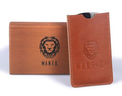 Premium 100% Oxhorn Dual-Action Beard Comb with Genuine Leather Case – the Perfect Beard Grooming Gift for Men by Man & Mane. in Kuwait