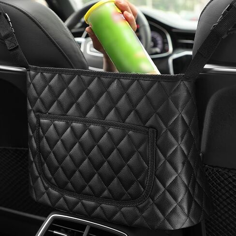 حامل محفظة السيارة بين المقاعد مع جيب أمامي، حقيبة تخزين المستندات ذات سعة كبيرة للوجبات الخفيفة، منظم متعدد الوظائف للسفر، حاجز المقعد الخلفي الداخلي التلقائي (أسود) in Kuwait